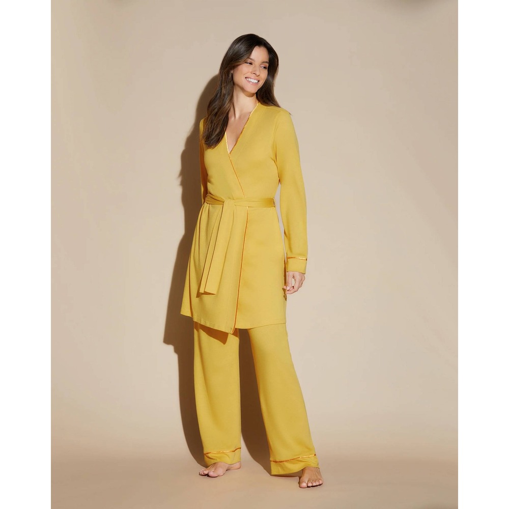 Cosabella Pima Cotton Modal 3 Piece Robe‎ Tank and Pants Pajama Set S